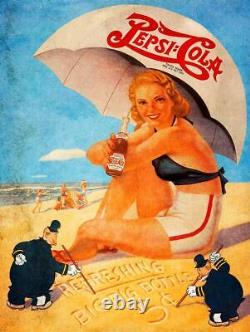 (12) Pepsi Cola Soda Pop Girl Cops Beach 16 Heavy Duty USA Made Metal Adv Sign