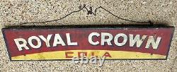1930s 1940s ROYAL CROWN COLA RC PAINTED METAL STORE SIGN 48 INCHES WIDE, VINTAGE