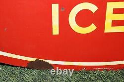 1940's Canadian Coca-Cola Soda Drink Iced Oval Metal Sign