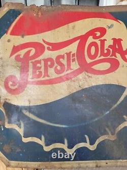 1940's Vintage Pepsi Cola Painted Metal Sign (Very RARE in any Condition)