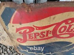 1940's Vintage Pepsi Cola Painted Metal Sign (Very RARE in any Condition)