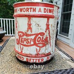 1941 Pepsi Cola Advertising 17t 10 Gallon Soda Syrup Metal Drum Can With Lid