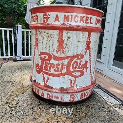 1941 Pepsi Cola Advertising 17t 10 Gallon Soda Syrup Metal Drum Can With Lid
