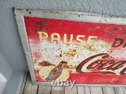 1949 Original Yellow Dot Coca Cola Coke Soda Pop Metal Sign 56x32