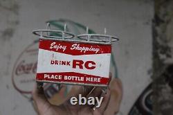 1950s ENJOY DRINK RC COLA SODA POP PAINTED METAL SHOPPING CART BOTTLE RACK SIGN
