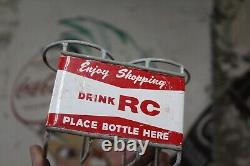 1950s ENJOY DRINK RC COLA SODA POP PAINTED METAL SHOPPING CART BOTTLE RACK SIGN