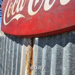 1950s Original Coca-Cola 42 Fishtail Metal Coke Cola Sign (AM-12)