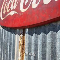 1950s Original Coca-Cola 42 Fishtail Metal Coke Cola Sign (AM-12)