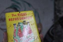 1950s VESS SODA POP STAMPED PAINTED METAL SIGN COLA 6 PACK BOTTLE GRAPE ORANGE