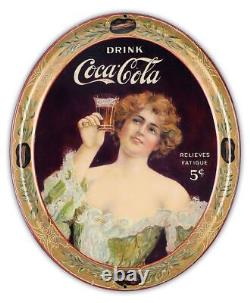 (3) Coca Cola Relieves Fatigue Soda 16 Oval Heavy Duty USA Metal Clean Adv Sign