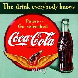 (3) Coca Cola Soda Pop Drink Everybody Knows 12 Heavy Duty USA Metal Adv Sign