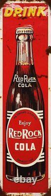 (3) Drink Red Rock Cola Soda Pop Bottle 20 Tall Heavy Duty USA Metal Adv Sign