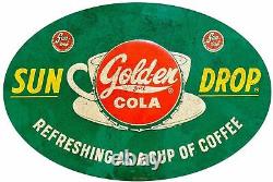 (3) Golden Girl Cola Sundrop Coffee Oval 19 Heavy Duty USA Made Metal Adv Sign