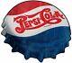 (3) Pepsi Cola Bottle Cap Shaped 15 Heavy Duty USA Made Metal Advertising Sign