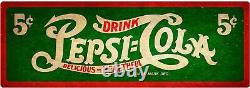 (3) Pepsi Cola Healthful 5¢ Soda Pop Heavy Duty USA Made Metal Advertising Sign