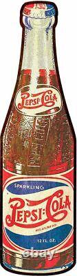 (3) Pepsi Cola Soda Bottle Shaped 15 Heavy Duty USA Made Metal Advertising Sign