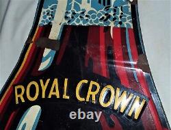 Antique 58 1/2 High Huge Size Royal Crown Cola Soda Metal Bottle Graphic Sign