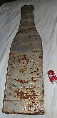 Antique 58 1/2 High Huge Size Royal Crown Cola Soda Metal Bottle Graphic Sign