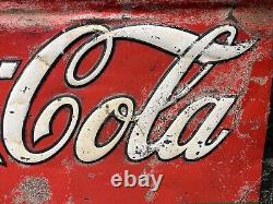 Antique Pat. 1907 Coca-Cola Soda Paper Label Bottle Embossed Metal Sign 27.5