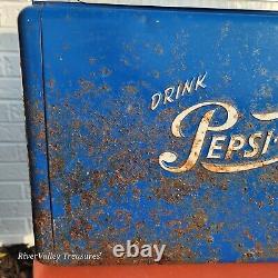 Blue Metal Vintage Pepsi Cola Cronstroms Cooler W Tray & Lid Minneapolis, MN