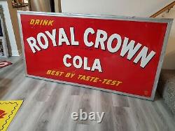 C. 1947 Original Vintage Drink Royal Crown Cola Sign Metal Embossed Nehi RC CLEAN