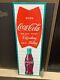 COCA COLA FISHTAIL LARGE EMBOSSED METAL ADVERTISING SIGN (54x 18) NEAR MINT