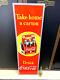 COCA COLA With SIX PACK LARGE EMBOSSED METAL ADVERTISING SIGN (48x 15) NICE