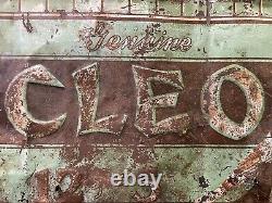 Cleo Cola 5 Cent Advertising Metal Original Sign Soda Gas Oil Antique Tin Tacker
