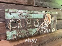Cleo Cola 5 Cent Advertising Metal Original Sign Soda Gas Oil Antique Tin Tacker