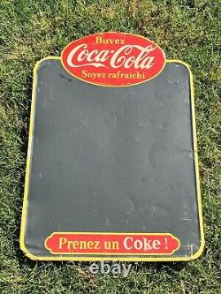 Coca-Cola French Menu Board Metal Sign Coke Vintage Collectables
