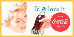 Coca Cola I'd Love It Coke Bottle 24 Heavy Duty USA Made Metal Advertising Sign