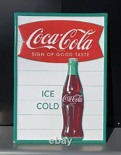 Coca-Cola Metal Sign Soda Ice Cold Fishtail Bottle Vintage Style Wall Decor