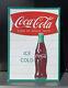 Coca-Cola Metal Sign Soda Ice Cold Fishtail Bottle Vintage Style Wall Decor