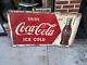 Coca-cola Ice Cold Metal Soda Sign C1954 Advertising As Is Display