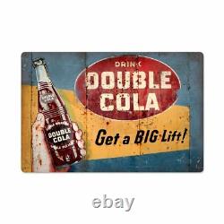 Double Cola Soda Pop Get Big Lift 24 Heavy Duty USA Made Metal Advertising Sign