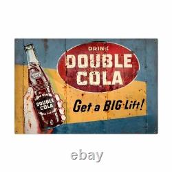 Double Cola Soda Pop Get Big Lift 36 Heavy Duty USA Made Metal Advertising Sign