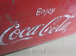 ENJOY Coca-Cola SODA bottle Metal ICE CHEST Cooler RAISED WRITING bottle opener