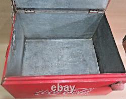 ENJOY Coca-Cola SODA bottle Metal ICE CHEST Cooler RAISED WRITING bottle opener