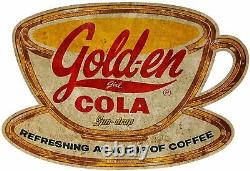 Golden Girl Cola Sundrop Cup & Saucer Heavy Duty USA Made Metal Advertising Sign