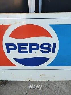 HUGE Vintage 1970s Pepsi Cola Stout Metal Soda Sign