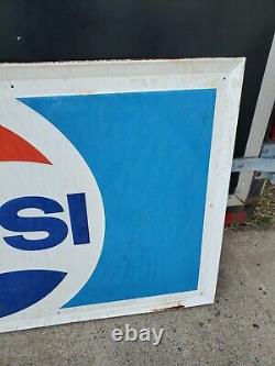 HUGE Vintage 1970s Pepsi Cola Stout Metal Soda Sign D