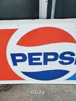 HUGE Vintage 1970s Pepsi Cola Stout Metal Soda Sign D
