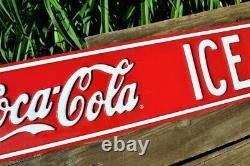 Ice Cold Coca-Cola Embossed Metal Steel Street Sign Vintage Retro Coke