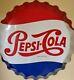 LARGE 27 Vintage Pepsi Cola Soda Pop Bottle Cap Stout Embossed Metal Sign