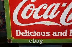 Large COCA COLA DRUG STORE Soda Pop 27 Porcelain Metal Gas Oil Sign