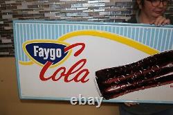 Large Vintage 1950's Faygo Cola Soda Pop Coca Pepsi 54 Embossed Metal Sign