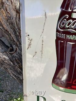 Lg. Original'' Drink Coca Cola'' Metal Sign 54x18 Inch Marked Robertson 6-57
