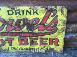 Original Howel's Metal Rootbeer Sign Soda Advertising Sign Pop Cola Howels 11x23
