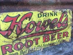 Original Howel's Metal Rootbeer Sign Soda Advertising Sign Pop Cola Howels 11x23
