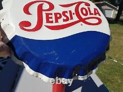 Original Metal Embossed Pepsi Cola Soda Bottle Cap Sign 19 Stout Sign Co